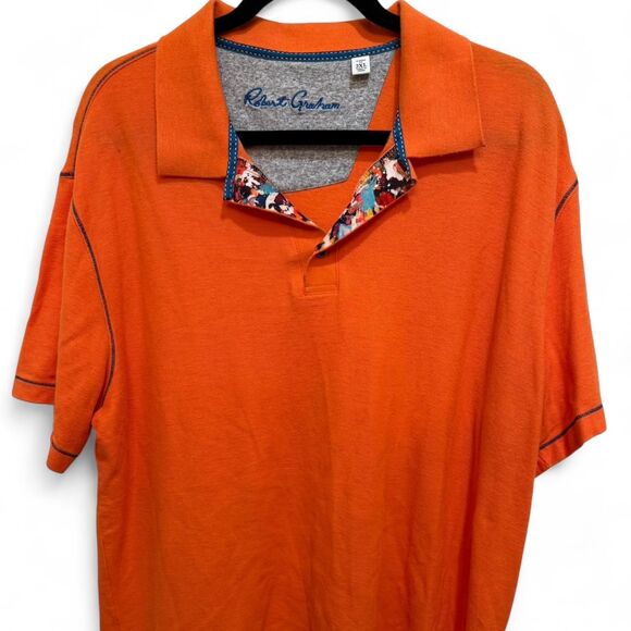 Robert Graham Other - Robert Graham Men's Orange Polo Shirt w/Colorful Color Sz 2XL